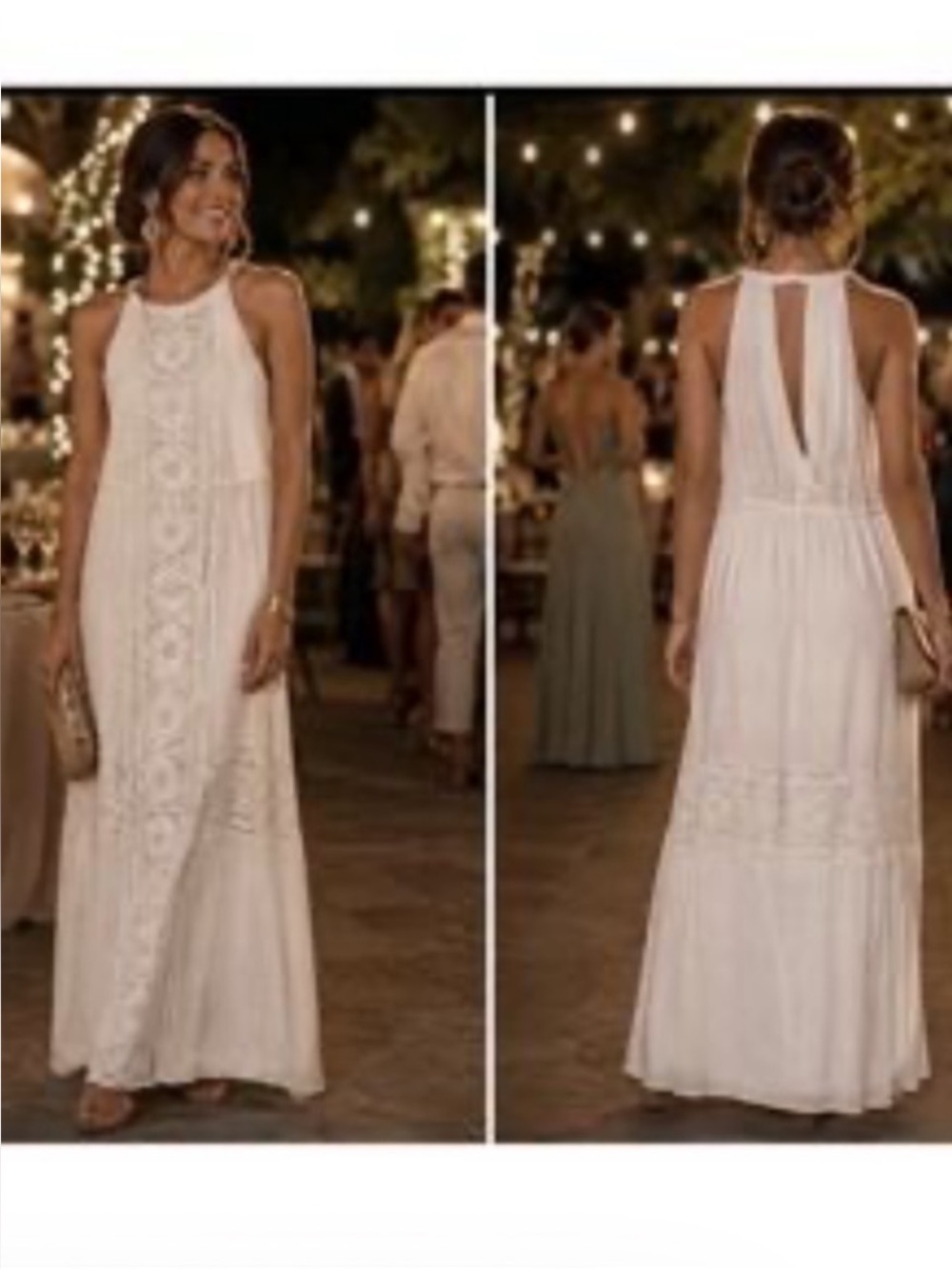 Skies are Blue Women’s White Lace Maxi Dress Sleeveless Halter